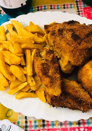 عکسی از دستور مرغ سوخاری و سیب زمینی