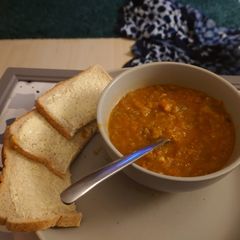 A picture of Roasted Green tomato soup.