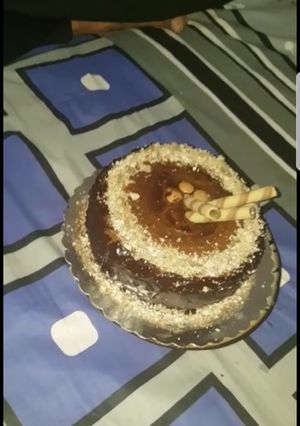 A picture of Chocolate cake in microwave.