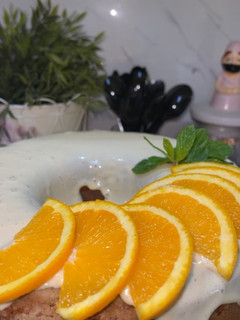 صورة لوصفة كيكة البرتقال مع صوص ابيض 🍊😋