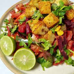 A picture of Grilled Paneer With Veggie Salad.