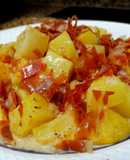 Patatas trufadas con jamón crujiente