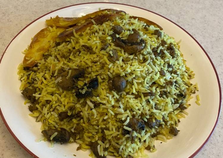 قارچ پلو با گوشت چرخ کرده دستور توسط raha - کوکپد