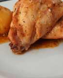 Conejo al salmorejo con papas