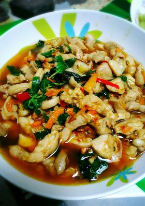 รูปของ กะเพราไก่ไร้น้ำ
