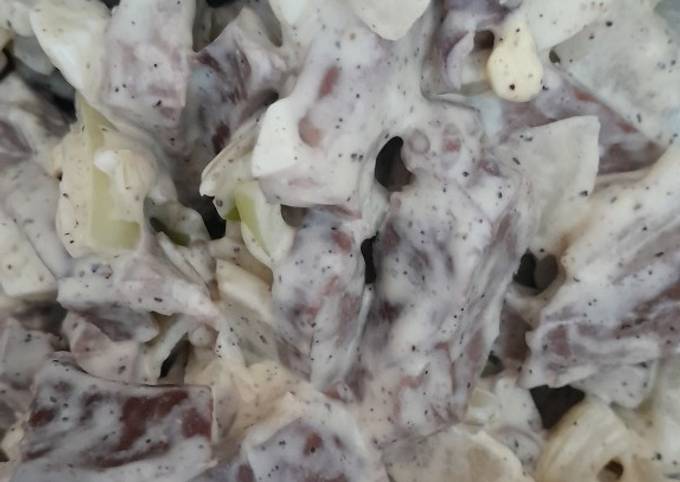 Легкий салат из говяжьего сердца с гранатом – пошаговый рецепт приготовления с фото