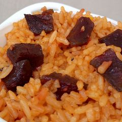 A picture of Beetroot Jollof Rice.