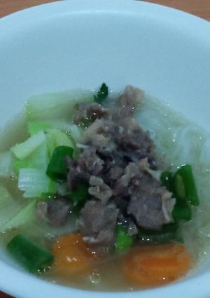 Foto resep Daging kuah bakso pakai sawi putih wortel dan soun