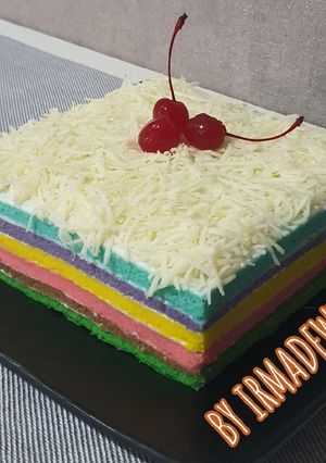 Foto resep Rainbow Cake Kukus Ny.Liem Lembut Gurih