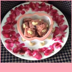 A picture of Fresh rose and cashew fudge.