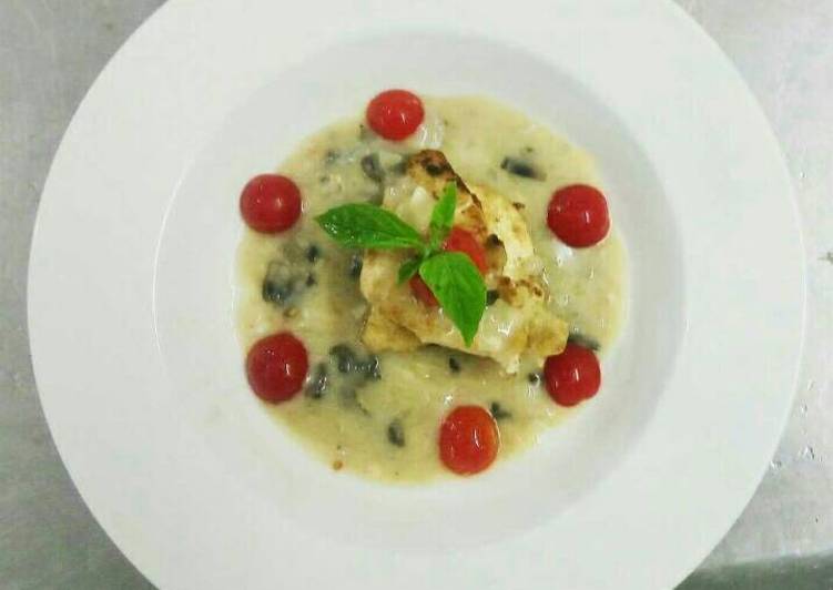 Recipe of Award-winning Pan Fried Chicken with Mushroom Veloute Sauce