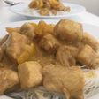 Fideos de arroz con pollo al curry