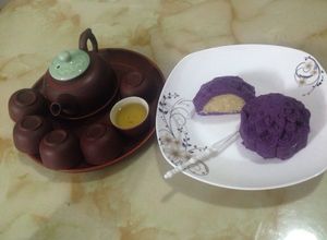 Hình của món Bánh khoai lang đậu xanh.