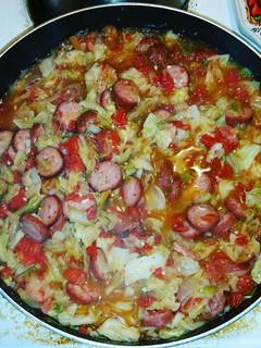 A picture of Smoked Sausage & Cabbage.