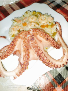صورة لوصفة أرز بالخضار مع أخطبوط 🐙