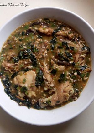 A picture of White okra /oiless okra soup.