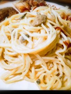 Una foto de Pasta con salsa de champiñones, deliciosa.🍝🍜😋❤️
