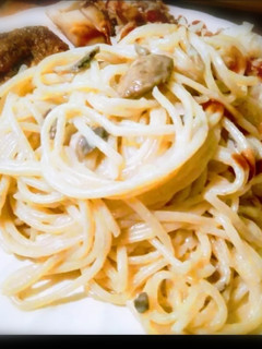 Una foto de Pasta con salsa de champiñones, deliciosa.🍝🍜😋❤️