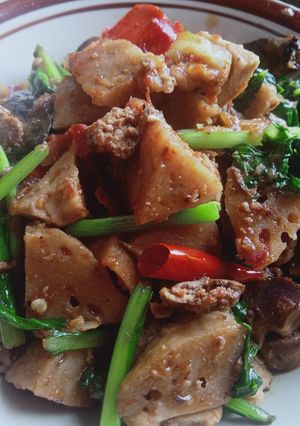 Foto resep Oseng ati ayam bakso sapi dan sawi