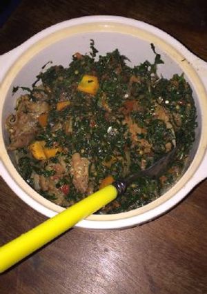 A picture of Chicken with vegetable.