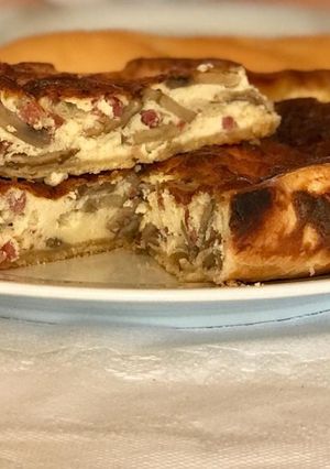 Una foto de Quiche de jamón ibérico y champiñón de mi papi