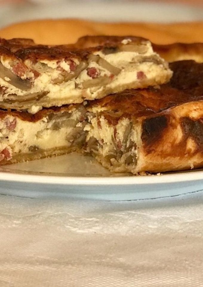 Una foto de Quiche de jamón ibérico y champiñón de mi papi