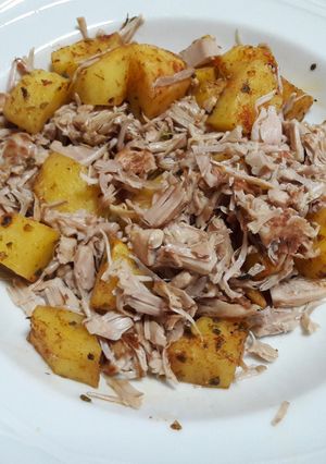 Foto principal de Guarnición sin gluten y vegana de patata y "cerdo mechado" 🐖
