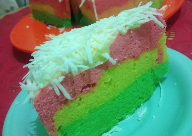 Cara Gampang Membuat Chesee cake kukus 3 warna yang Enak