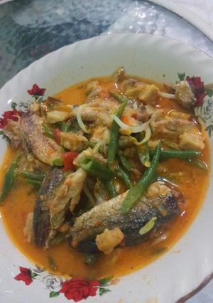 Foto resep Ikan pindang tempe kacang panjang masak santan