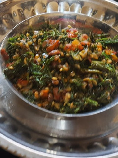 A picture of Green Shepu leafy with moong dal sabzi (green shepu sabzi).