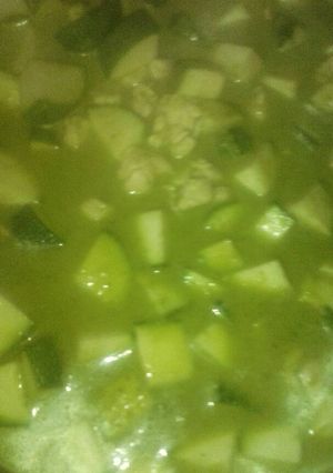 Una foto de Calabazas con pechuga de pollo a la crema