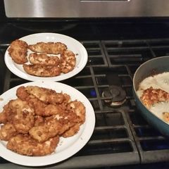 A picture of Easy, quick, pan fried chicken tenders.