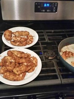 A picture of Easy, quick, pan fried chicken tenders.