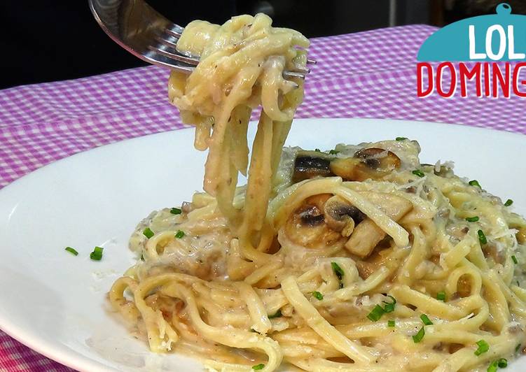 Tallarines con salsa de setas