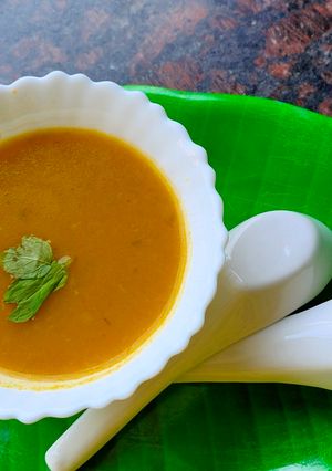 A picture of Pumpkin carrot soup.