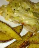 Matambre fugazzeta + batatas cuñas con polenta