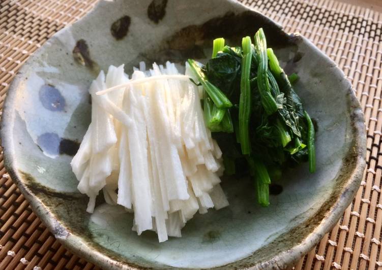 Recipe of Tasty Japanese Nagaimo-potato and Spinach Salad