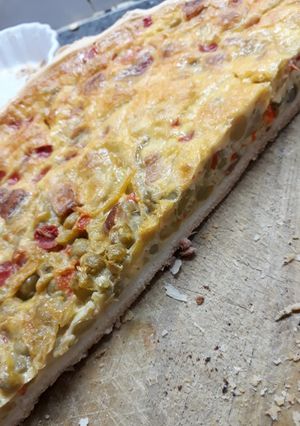 Una foto de Tarta de arveja y cebolla