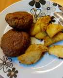 Μπιφτέκια αφράτα με πατάτες στον φούρνο