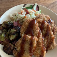 A picture of Japanese Hito-kuchi Katsu (mini deep fried pork cutlets).
