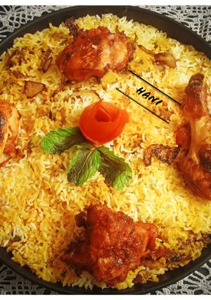 A picture of Chinese chicken biryani.
