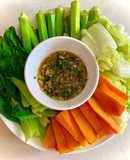 Rau luộc chấm mắm kho quẹt