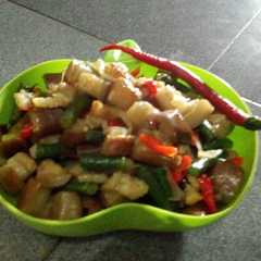 A picture of Tumis terong kacang panjang.