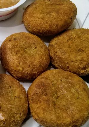 A picture of Rajasthani baati in microwave.