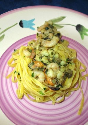 A picture of Lemon Laganelle with Seafood.