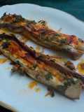Longanizas blancas con gabardina de berenjena