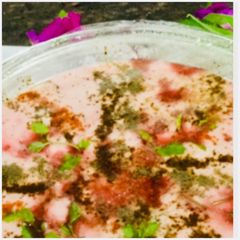 A picture of Beetroot raita.