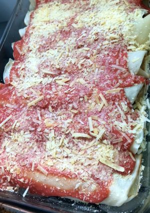 Una foto de Canelones de carne picada y espinaca 😌🤯💕