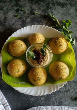 A picture of Oats Rava Idli (Oats Semolina Idli Steamed in Microwave Oven).