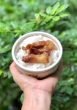 Hình của món Cơm Thịt Heo Ram Xá Xíu.